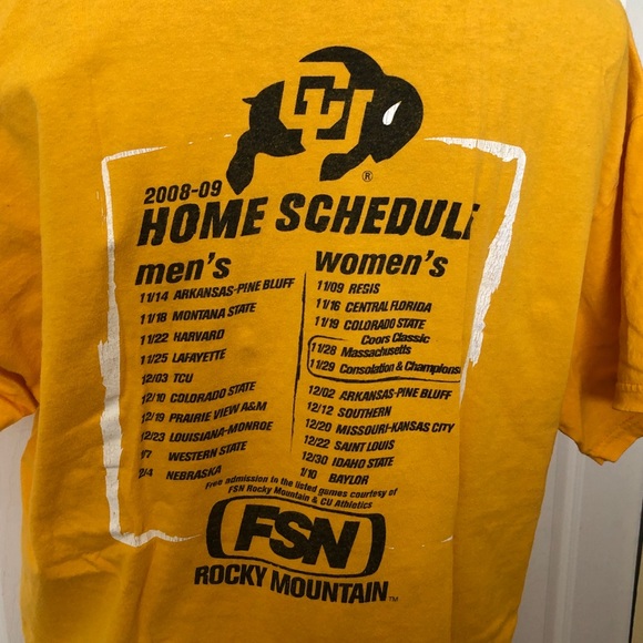 Colorado Basketball shirt w/ ‘08-‘09 game schedule - Picture 5 of 5